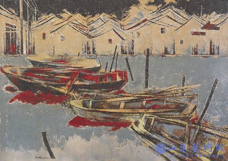 舟枕运河家(油画) 江林.jpg 舟枕运河家(油画) 江林.jpg