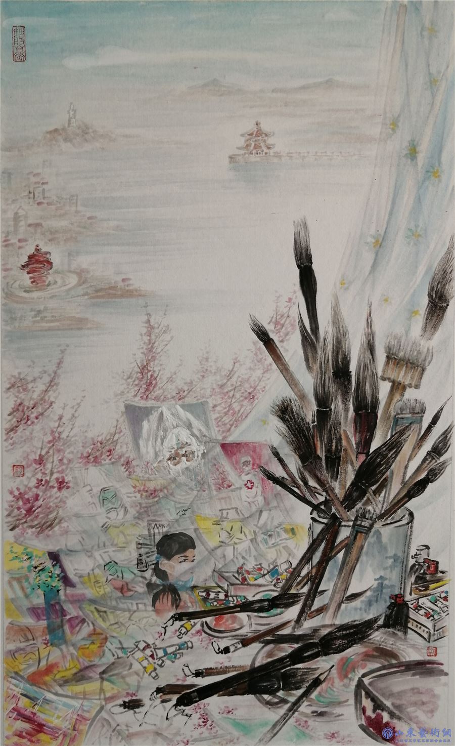 《美术青岛在行动》 戴淑娟 中国画 30x50cm.jpg 《美术青岛在行动》 戴淑娟 中国画 30x50cm.jpg
