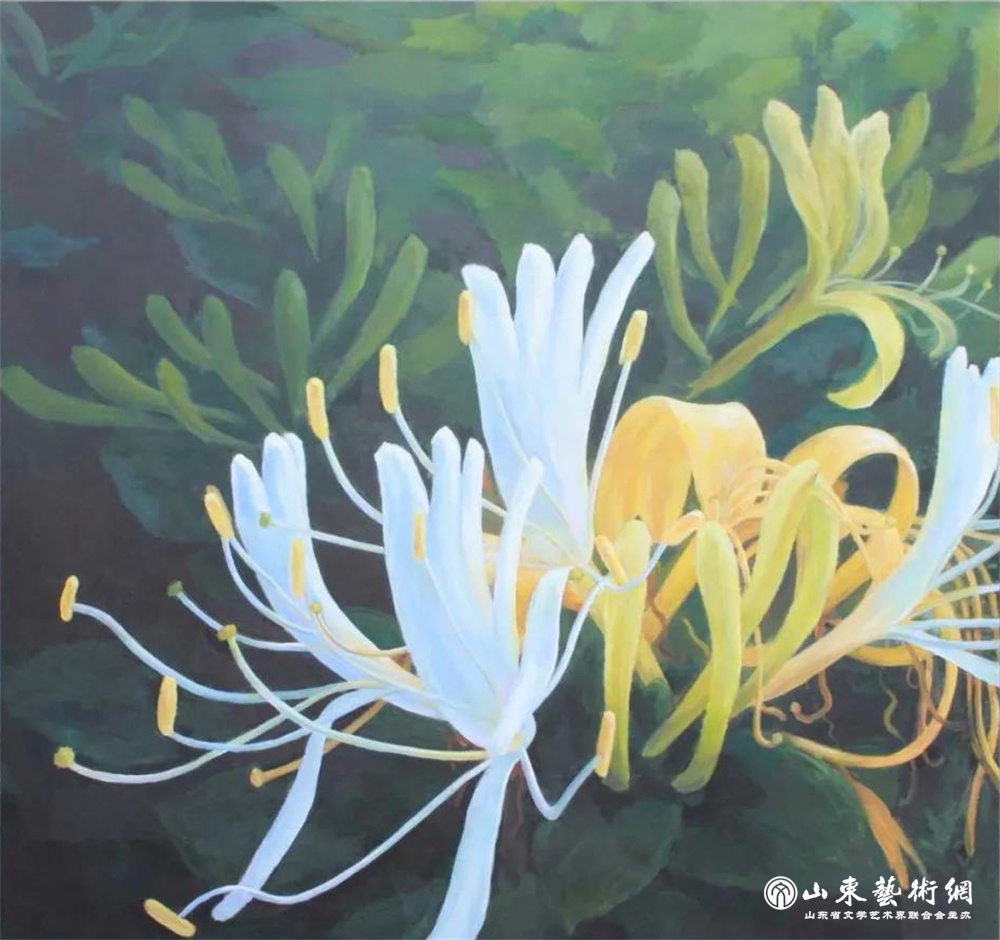 《金银花开了》油画 作者:胡永成.jpg 《金银花开了》油画 作者:胡永成.jpg