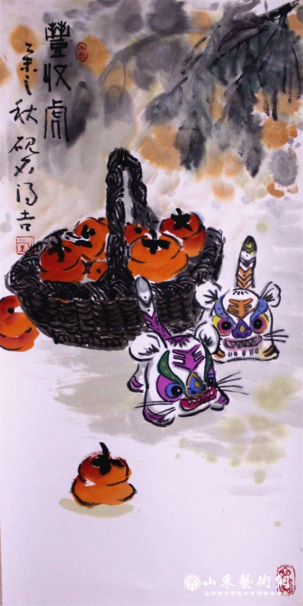 作者:刘培宗 作品:民艺画丰收虎.jpg 作者:刘培宗 作品:民艺画丰收虎.jpg