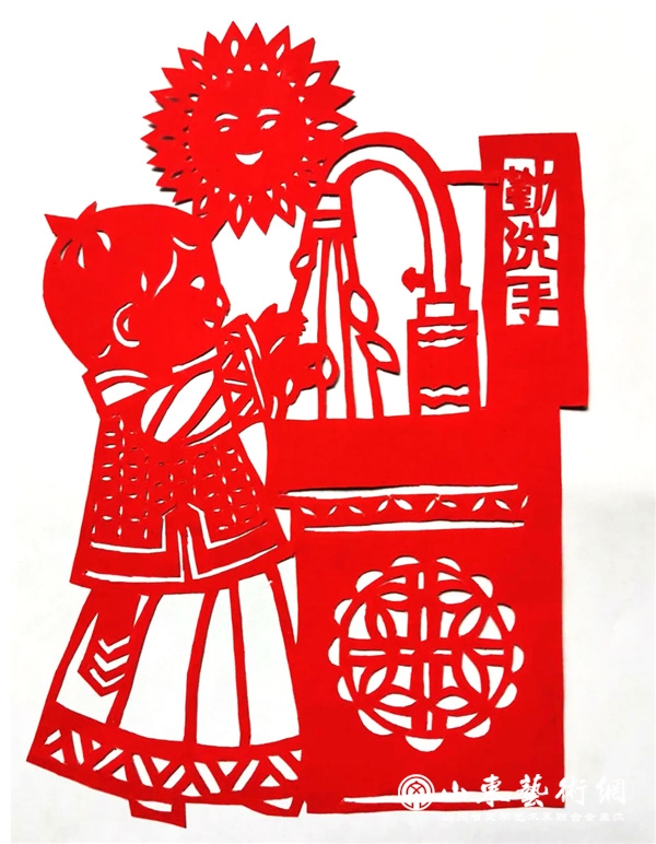 5东营剪纸作品《勤洗手》 作者:李桂娣.jpg 5东营剪纸作品《勤洗手》 作者:李桂娣.jpg