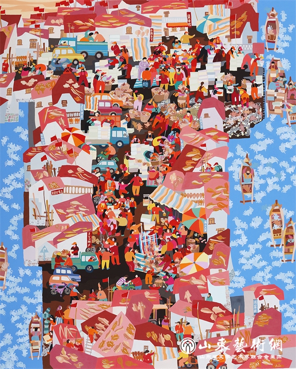 农民画 陈知保《海港新曲》 200×135cm.jpg
