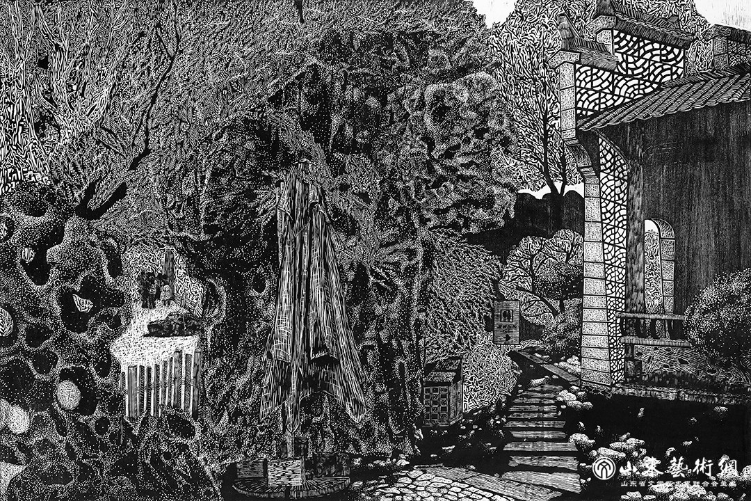 10 秦苗苗 《林石幽廊》 版画 山东.jpg